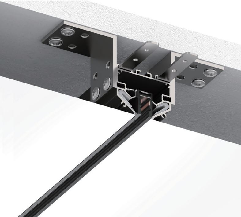 Встраиваемый магнитный шинопровод в натяжной пвх потолок crystal lux clt 0.136 01 l2000 bl